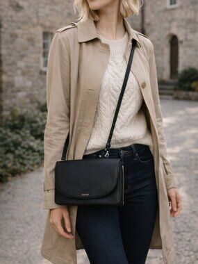 Matt and Nat Black Pebbled Crossbody Bag Vegan Leather Adjustable Strap